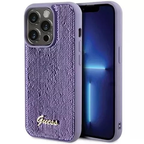 Etui Guess GUHCP15LPSFDGSU do iPhone 15 Pro 6.1" fioletowy/purple hardcase Sequin Script Metal