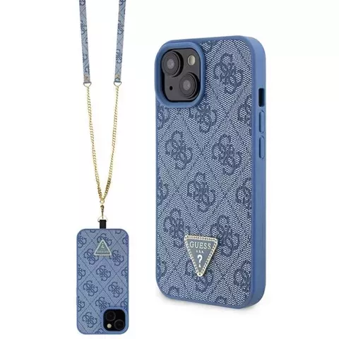 Etui Guess GUHCP15SP4TDSCPB do iPhone 15 6.1" niebieski/blue hardcase Crossbody 4G Metal Logo