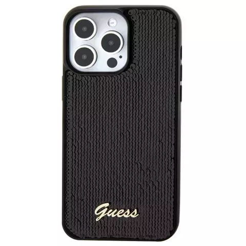 Etui Guess GUHCP15SPSFDGSK do iPhone 15 6.1" czarny/black hardcase Sequin Script Metal