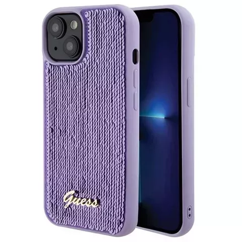 Etui Guess GUHCP15SPSFDGSU do iPhone 15 6.1" fioletowy/purple hardcase Sequin Script Metal