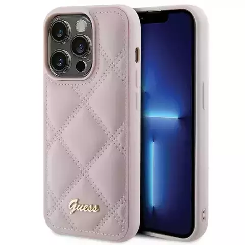 Etui Guess GUHCP15XPSQSQSP do iPhone 15 Pro Max 6.7" różowy/pink hardcase Quilted Metal Logo