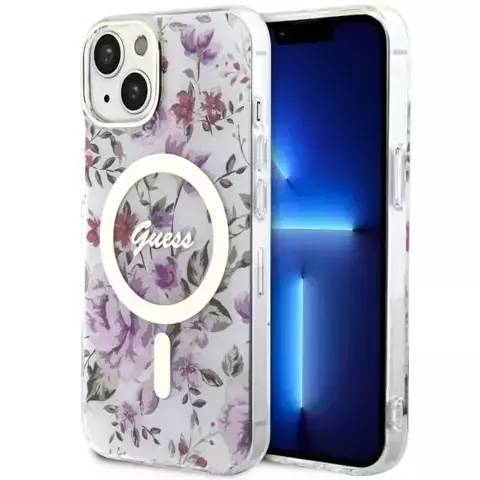 Etui Guess GUHMP14MHCFWST do iPhone 14 Plus 6.7" hardcase Flower MagSafe