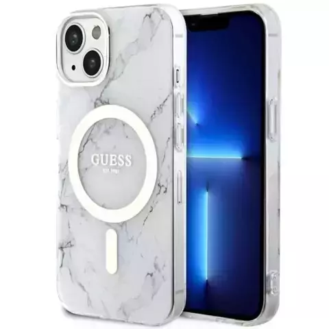 Etui Guess GUHMP14SPCUMAH do iPhone 14 6.1" biały/white hardcase Marble MagSafe