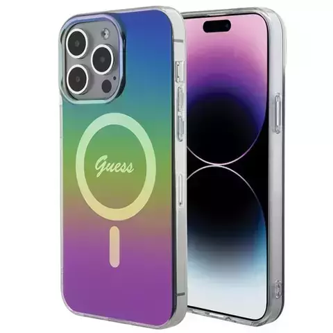 Etui Guess GUHMP15LHITSK do iPhone 15 Pro 6.1" wielokolorowy/rainbow hardcase IML Iridescent MagSafe