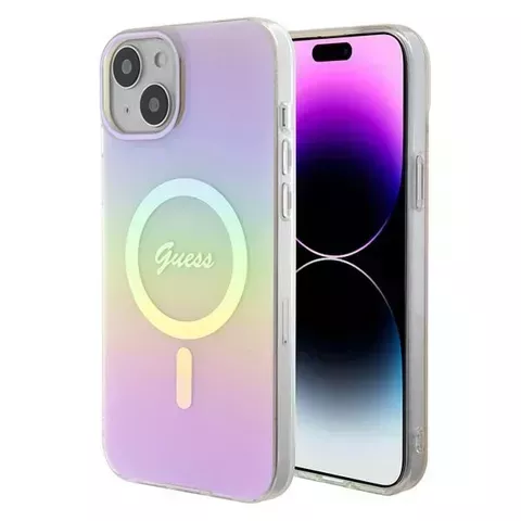 Etui Guess GUHMP15SHITSP do iPhone 15 6.1" różowy/pink hardcase IML Iridescent MagSafe