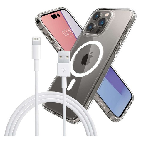 Etui Spigen Ultra Hybrid Mag do MagSafe do Apple iPhone 14 Pro White + Kabel 1m Lightning