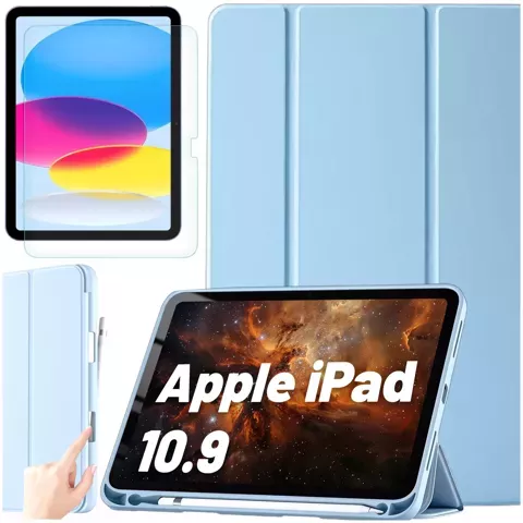 Etui + Szkło do Apple iPad 10gen. 10.9" 2022 obudowa na tablet Alogy Smart Case Pencil Holder Niebieskie