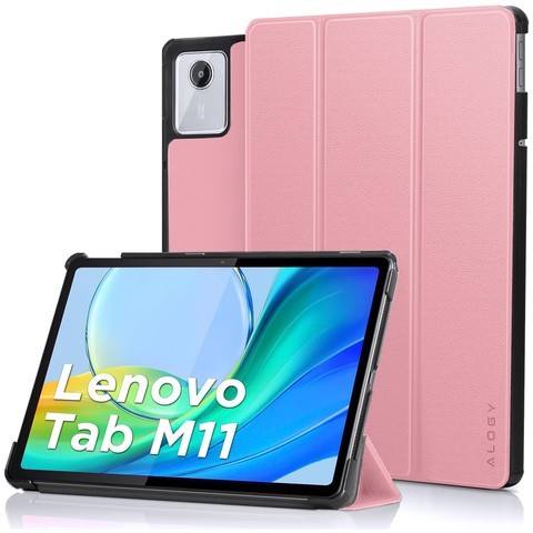 Etui do Lenovo Tab K11E / M11 10.95" TB330FU / TB330XU / TB331FC Book Case Cover z klapką obudowa futerał pokrowiec Alogy Różowe + Szkło + Rysik