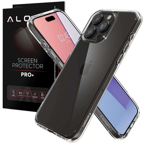 Etui do iPhone 15 Pro Max Spigen Ultra Hybrid Case obudowa plecki Crystal Clear + Szkło