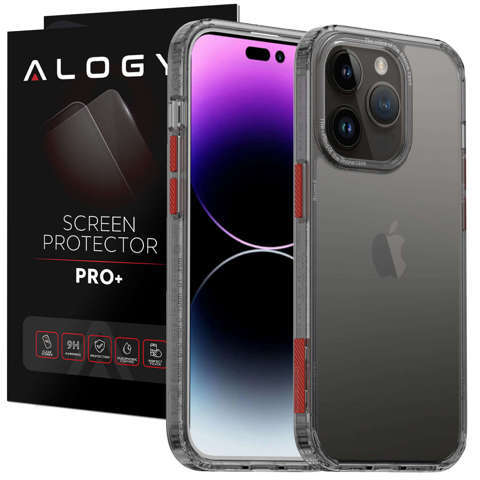 Etui na telefon Alogy Protective Case obudowa ochronna do Apple iPhone 14 Pro Czarno-przezroczyste + Szkło