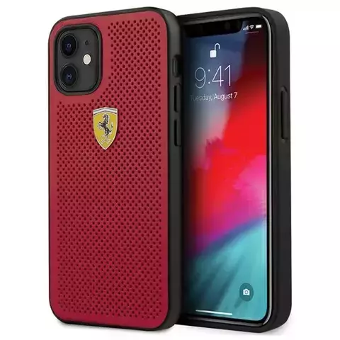 Etui na telefon Ferrari iPhone 12 mini  5,4" czerwony/red hardcase On Track Perforated 