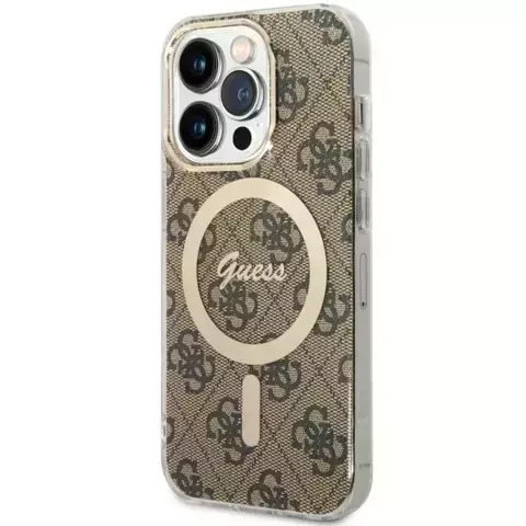 Etui na telefon Guess GUHMP14LH4STW do Apple iPhone 14 Pro 6.1" brązowy/brown hardcase 4G MagSafe