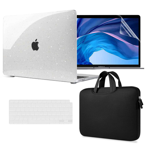 Etui obudowa Alogy Hard Case do Apple MacBook Air 13 M1 2020 Glitter Clear + Folia na ekran + Nakładka na klawiaturę + Etui torba