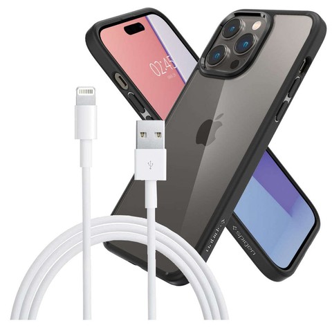 Etui obudowa case Spigen Ultra Hybrid do Apple iPhone 14 Pro Matte Black + Kabel 1m Lightning