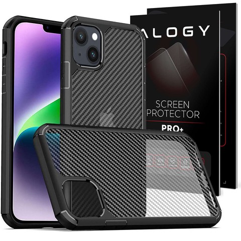 Etui ochronne na telefon Alogy Techsuit CarbonFuse obudowa do Apple iPhone 14 Plus Black + Szkło