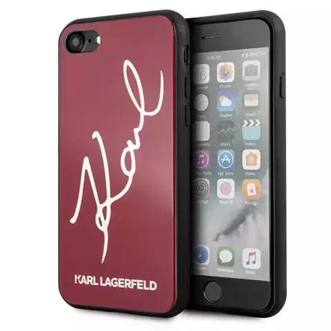 Etui ochronne na telefon Karl Lagerfeld KLHCI8DLKSRE do Apple iPhone 7/8/ SE 2020/2022 czerwony/red hard case Signature Glitter