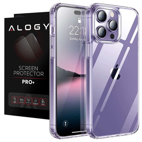 Etui ochronne obudowa Alogy Hybrid Case do Apple iPhone 14 Pro Max Przezroczyste + Szkło