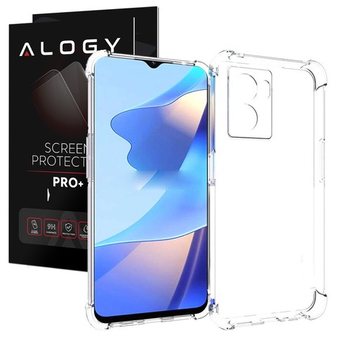 Etui pancerne ShockProof Alogy do Oppo A57 5G 2022 Przezroczyste + Szkło