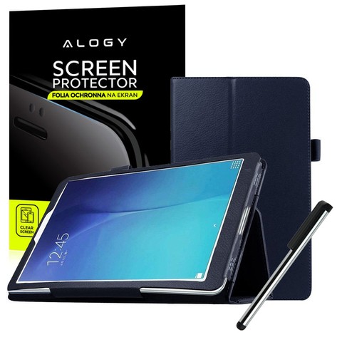 Etui stojak do Samsung Galaxy Tab A 8.0 T290/T295 2019 Granatowe + Folia ochronna + Rysik