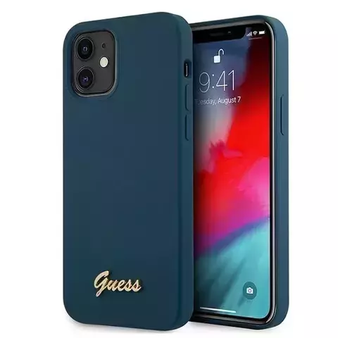 Guess GUHCP12SLSLMGBL iPhone 12 mini 5,4" niebieski/blue hardcase Metal Logo Script