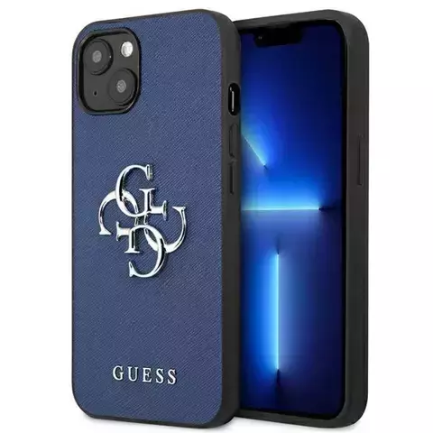 Guess GUHCP13SSA4GSBL iPhone 13 mini 5,4" niebieski/blue hardcase Saffiano 4G Metal Logo