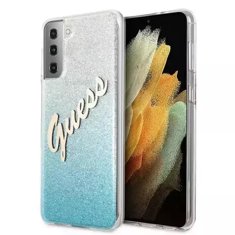 Guess GUHCS21MPCUGLSBL S21+ G996 niebieski/blue hardcase Glitter Gradient Script