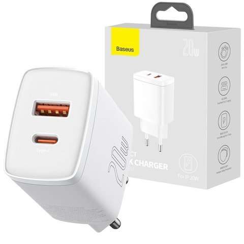 Ładowarka sieciowa Baseus USB PD QC 3.0 20W White