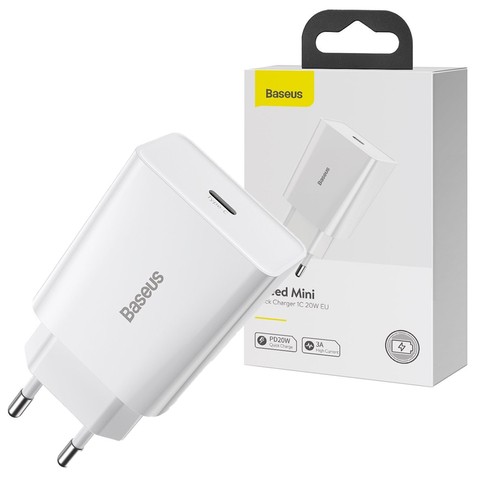 Ładowarka sieciowa zasilacz Baseus Speed Mini Quick Charger USB-C PD 3A 20W Biała