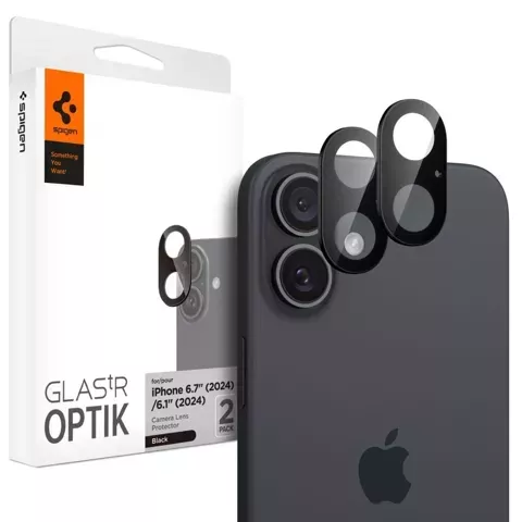 Osłona Aparatu Spigen Optik Pro Glas.TR  Camera Protector 2-pack do iPhone 16 / 16 Plus Black