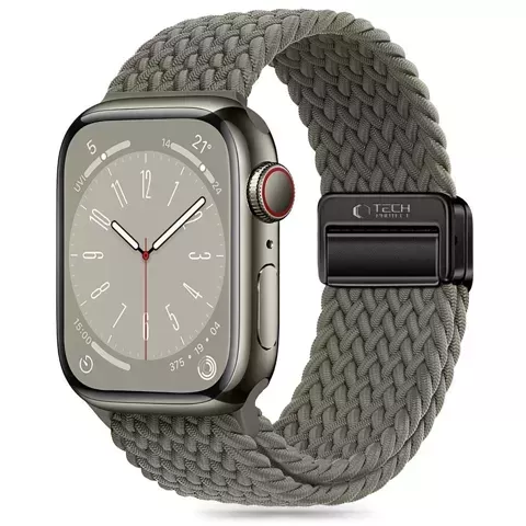 Pasek Nylonowy do Apple Watch 7 / 8 / 9 / 4 / 5 / 6 / 7 / 8 / 9 / SE / ULTRA 1 / 2 (42 / 44 / 45 / 49 mm) NylonMag OLIVE GREY