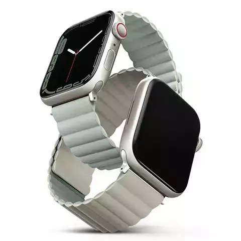 Pasek UNIQ Revix do Apple Watch Series 4/5/6/7/8/SE/SE2/Ultra 42/44/45mm Reversible Magnetic szałwia-beżowy/sage-beige