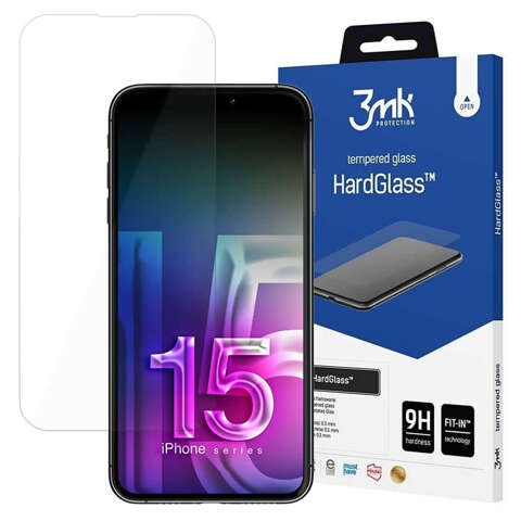 Szkło hartowane 9H do iPhone 15 Plus / 16 Plus 3mk HardGlass na ekran