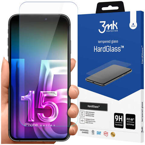 Szkło hartowane 9H do iPhone 15 Pro 3mk HardGlass na ekran