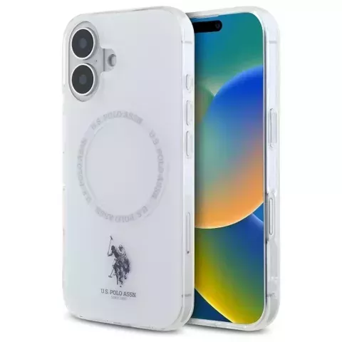 US Polo USHMP16SHOCLDPW iPhone 16 6.1" biały/white IML Ring MagSafe