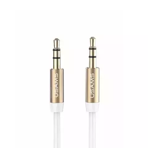 USAMS Adapter audio jack 3,5m - 3,5m 1m biały/white YP102 (YP-01)