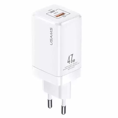 USAMS Ład. siec. T41 USB-C+USB GaN 47W PD+QC (only head) Fast Charging biały/white CC137TC02 (US-CC137)