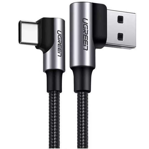 Ugreen kątowy kabel przewód USB - USB Typ C Quick Charge 3.0 QC3.0 3 A 1 m szary (US176 20856)