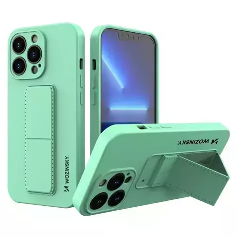 Wozinsky Kickstand Case silikonowe etui z podstawką iPhone 13 mini miętowe