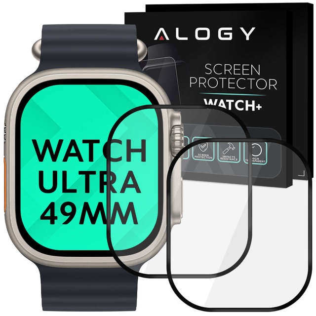 2x Elastyczne Szkło 3D Alogy Screen Protector Pro+ do Apple Watch Ultra / Ultra 2 49mm Black