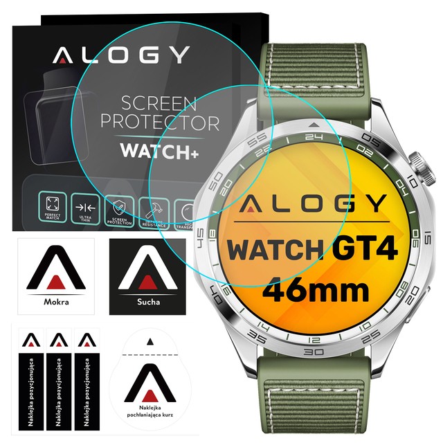 2x Szkło Hartowane do Huawei Watch GT4 GT 4 46mm ochronne na smartwatch Alogy Screen Protector Watch+