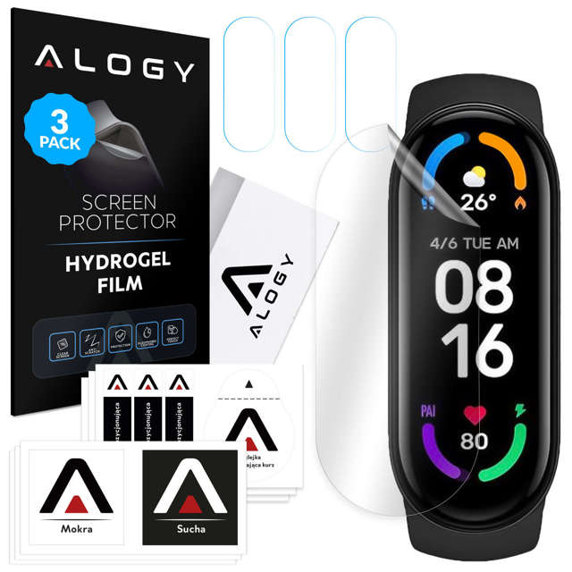 3x Folia ochronna Hydrożelowa hydrogel Alogy do smartwatcha do Xiaomi Mi Band 6