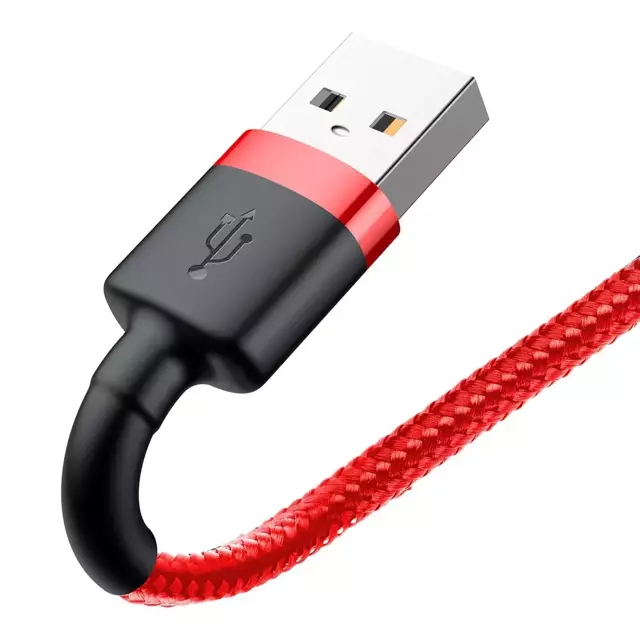 Baseus Cafule Cable wytrzymały nylonowy kabel przewód USB / Lightning QC3.0 2.4A 1M czerwony (CALKLF-B09)