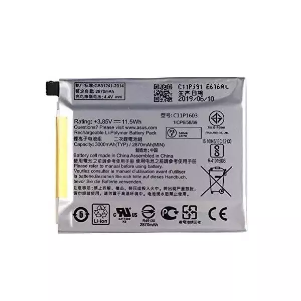 Bateria ASUS C11P1603 do ZenFone 3 Deluxe bulk 3000 mAh ZS550/ZS570KL Short Series