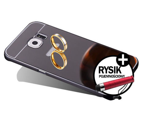 ETUI BUMPER PLECKI MIRROR DO GALAXY S7 Edge + Rysik do ekranów LCD Czarne