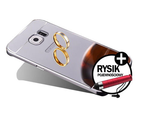 ETUI BUMPER PLECKI MIRROR DO GALAXY S7 Edge + Rysik do ekranów LCD Srebrny