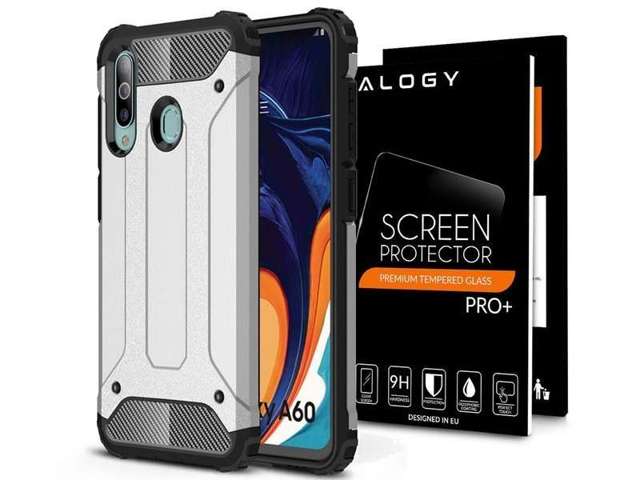 Etui Alogy Hard Armor do Samsung Galaxy A60/M40 srebrne + Szkło Alogy