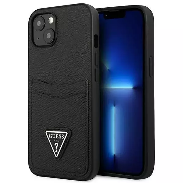 Etui Guess GUHCP13SPSATPK  do Apple iPhone 13 Mini 5,4" czarny/black hardcase SaffianoTriangle Logo Cardslot