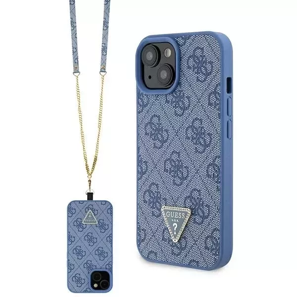 Etui Guess GUHCP15SP4TDSCPB do iPhone 15 6.1" niebieski/blue hardcase Crossbody 4G Metal Logo