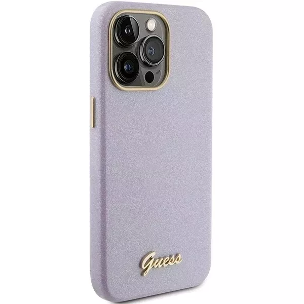 Etui Guess GUHCP15XPGMCSL do iPhone 15 Pro Max 6.7" liliowy/lilac hardcase Glitter Glossy Script