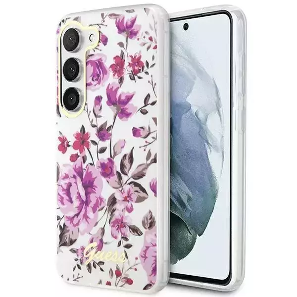 Etui Guess GUHCS23SHCFWST do Samsung Galaxy S23 S911 biały/white hardcase Flower Collection